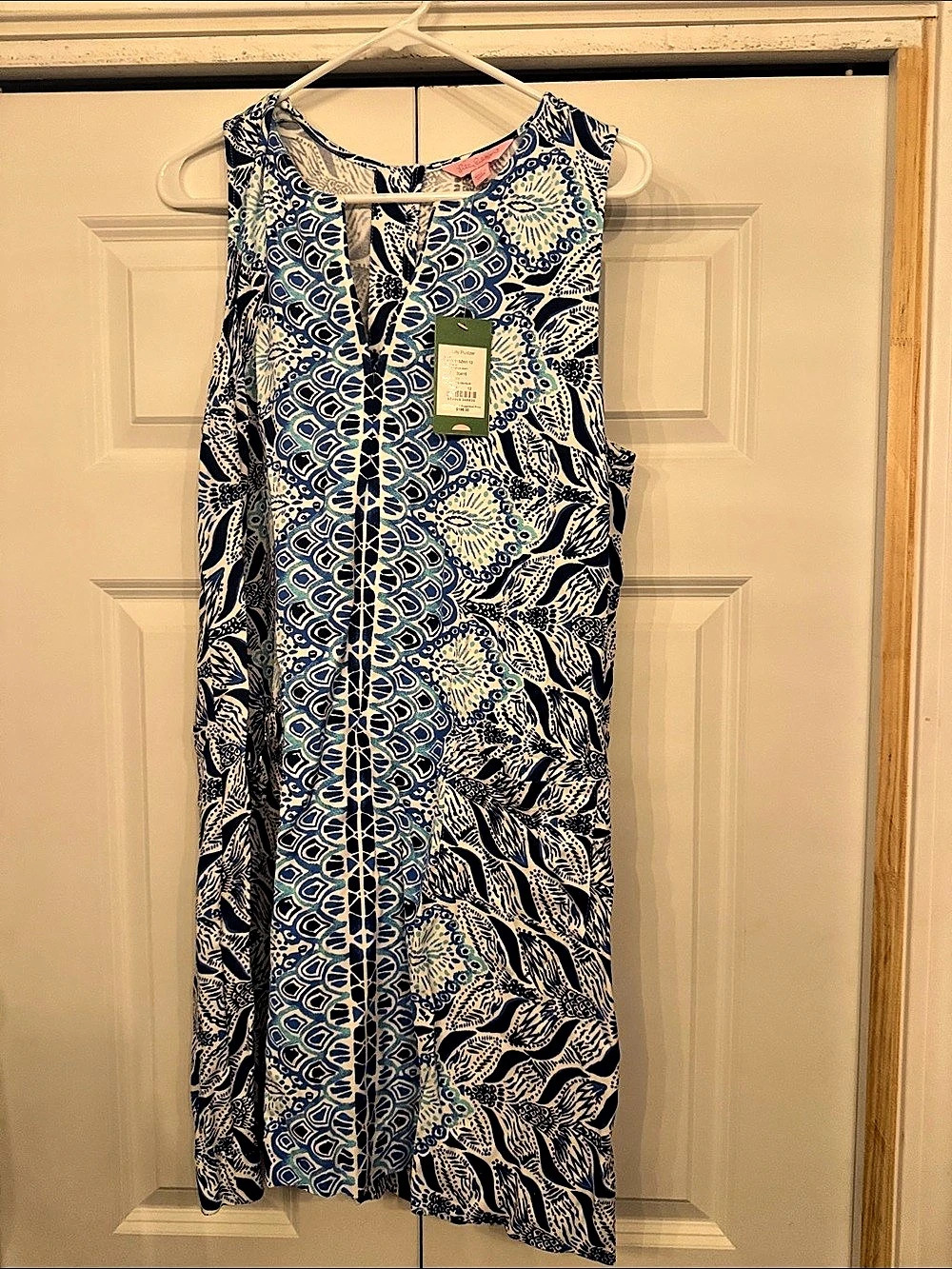 Lilly Pulitzer Kelby Stretch Shift Floral Maxi Dress Blue & White Size 12